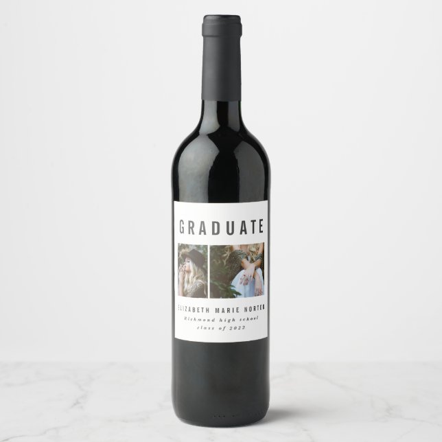 Etiqueta de vinho multifotografia graduado (Frente)