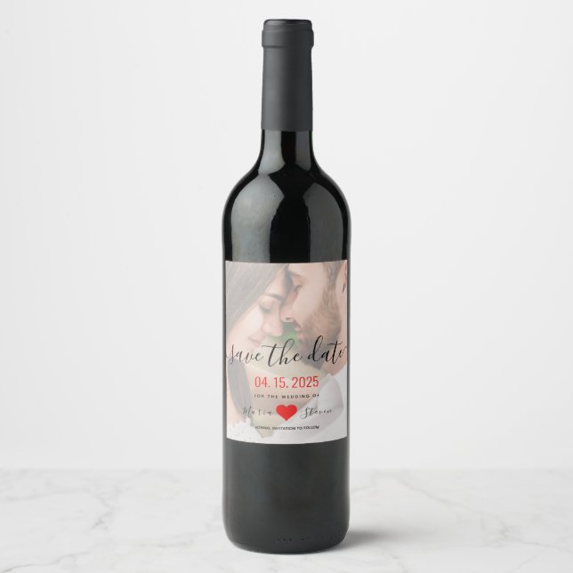 Etiqueta de Vinho para Casamento com Foto Moderna  (Frente)