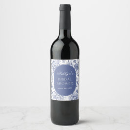Etiqueta de Vinho para Chá de Noiva Azul Branco Ch