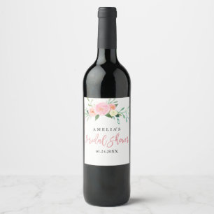 Etiqueta de Vinho para Chá de Noiva com Aquarela B
