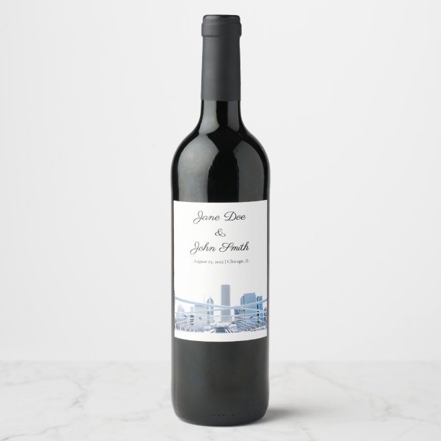 Etiqueta de Vinho Personalizado de Chicago (Frente)