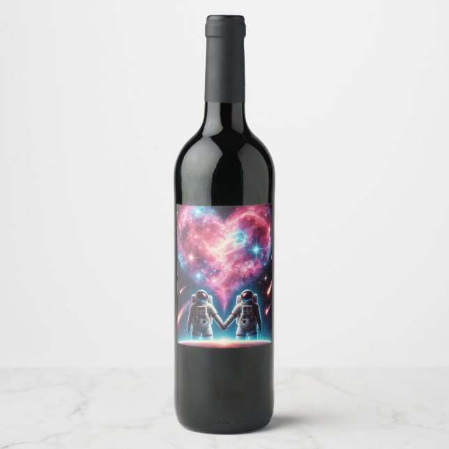 Etiqueta de Vinho Personalizado do Astronauta (Frente)