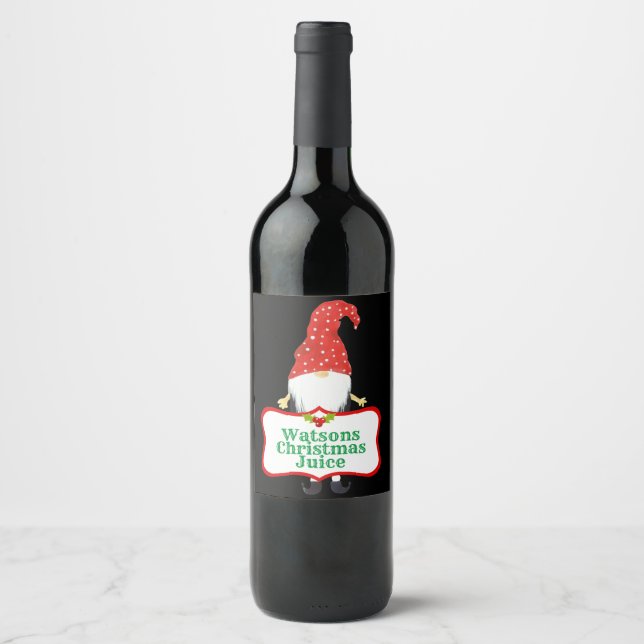 Etiqueta de Vinho Personalizado do Elf de Natal Fe (Frente)