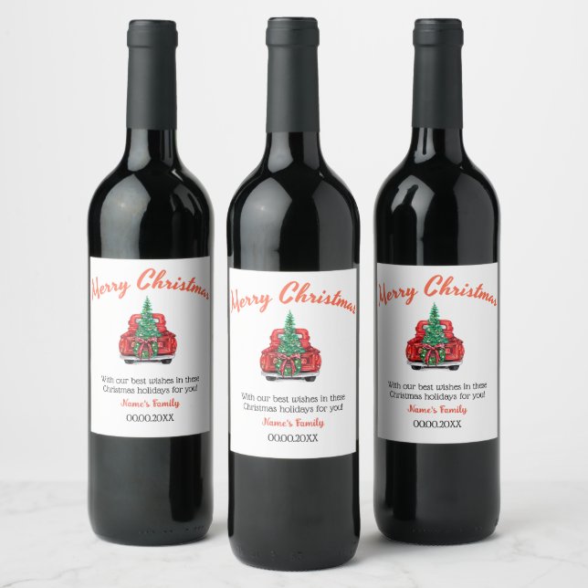 Etiqueta de vinho presente de Natal (Garrafas)