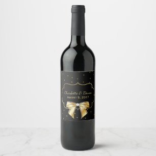Etiqueta de Vinho Preto e Dourado Elegante