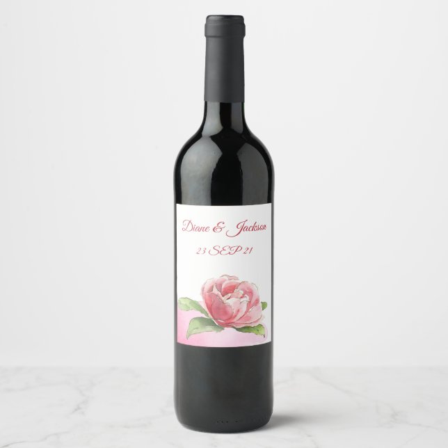 Etiqueta de vinho rosa cor-de-água (Frente)