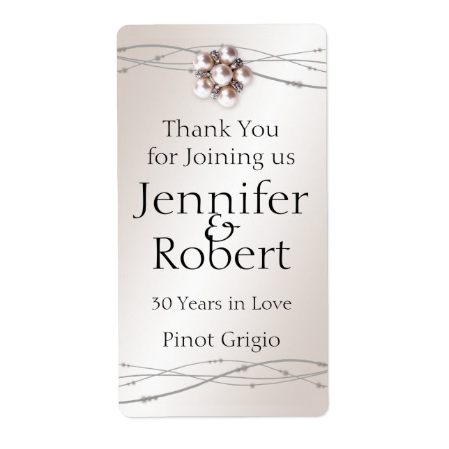 Etiqueta de Vinho rosa Pearl e Pontos 30 do Aniver (Frente)