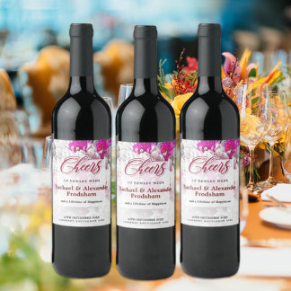 Etiqueta de vinho tinto branco e rosa