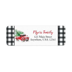 Etiqueta de xadrez preto de caminhão vermelho nata