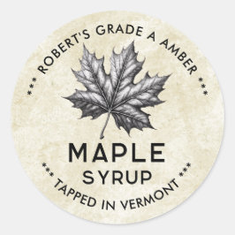 Etiqueta de xarope de bordo com folha