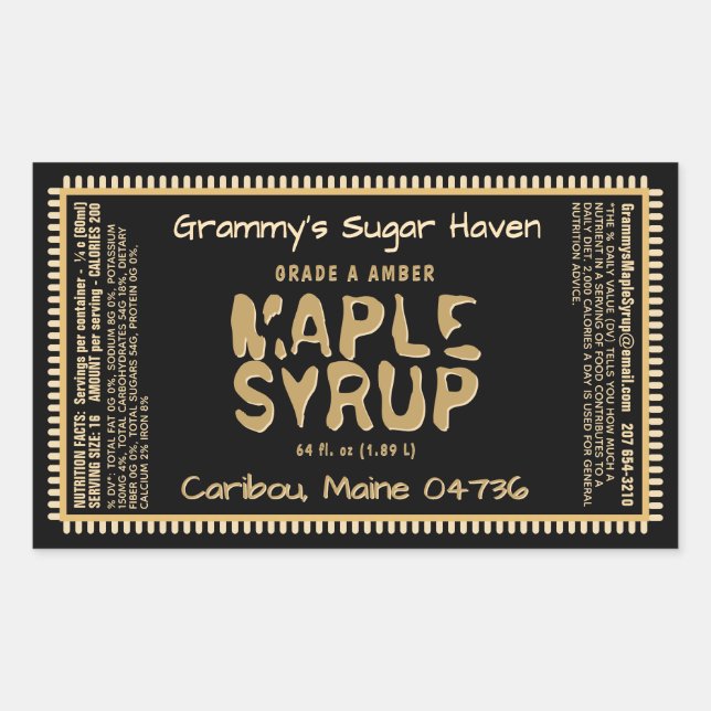 Etiqueta de Xarope de Mapeamento Personalizado com (Frente)