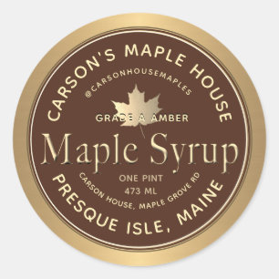 Etiqueta de Xarope de Maple Castanho com Borda Dou