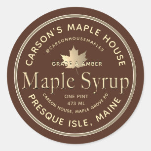 Etiqueta de Xarope de Maple Castanho com Borda Dou