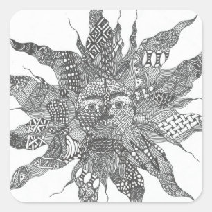 Etiqueta de Zentangle Sun
