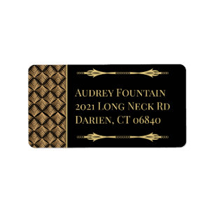 Etiqueta Deco de Arte Elegante de Gatsby de Excelente Preto