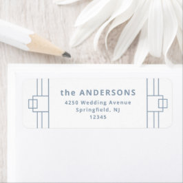 Etiqueta Deco Moderno | Branco Elegante e Azul Derrante