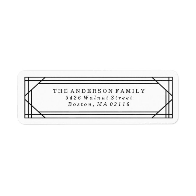 Etiqueta Deco Moderno de Arte Preta e Branca | Férias (Frente)