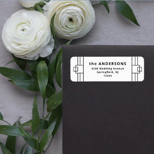 Etiqueta Deco Moderno Preto Elegante e Branco