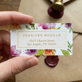 Etiqueta Decor Elegante Floral Moderno de Aquarela