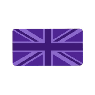 Etiqueta Decoração roxa de Union Jack do acento