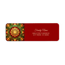 Etiqueta Decorative Red Green Holiday Return Address