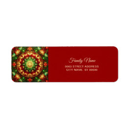Etiqueta Decorative Red Green Holiday Return Address