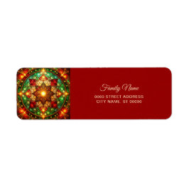 Etiqueta Decorative Red Green Holiday Return Address