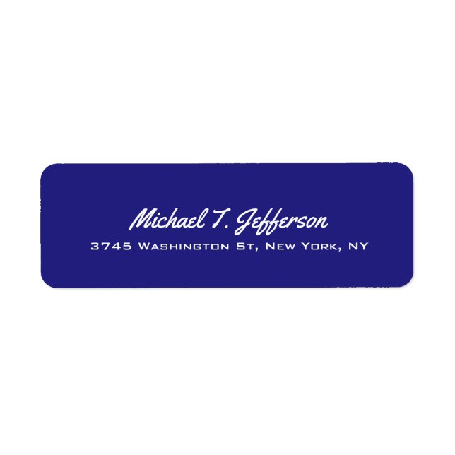 Etiqueta Deep Blue Elegant Professional Modern Personal (Frente)