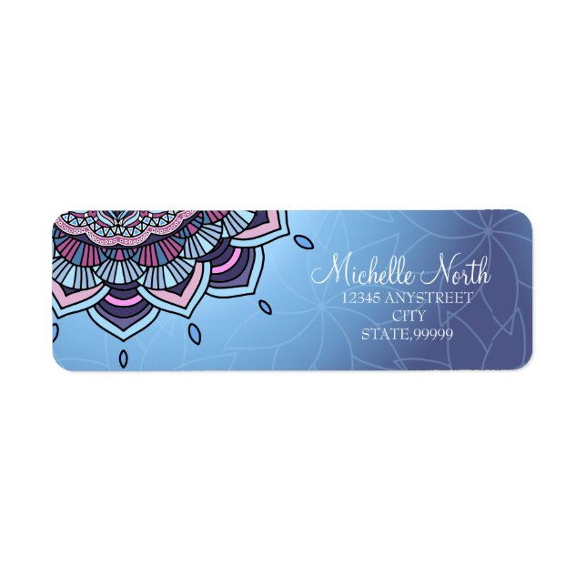 Etiqueta Deep Blue Glow Mandala ID361 (Frente)