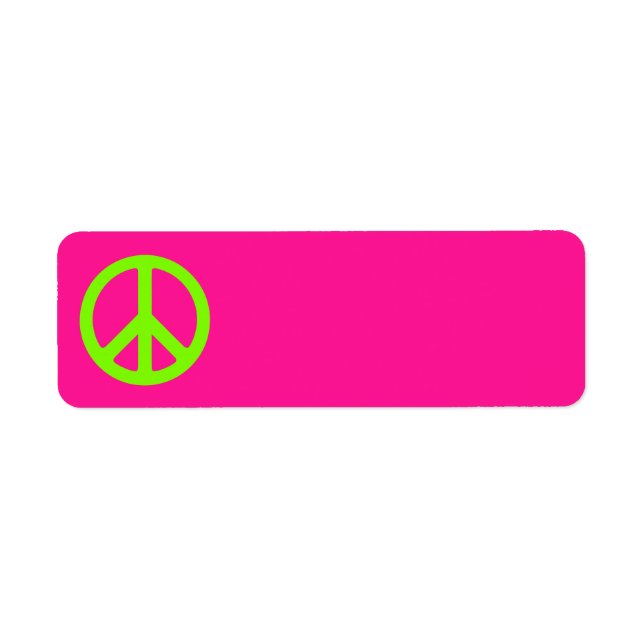 Etiqueta Deep Pink and Chartreuse Peace Symbol (Frente)