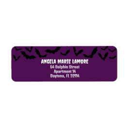 Etiqueta Deep Purple Bat Halloween temático Spooky