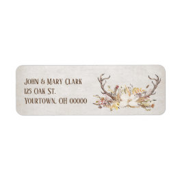 Etiqueta Deer Antlers e buquê floral