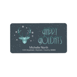 Etiqueta Deer Antlers Silhouette & Snowflakes ID861