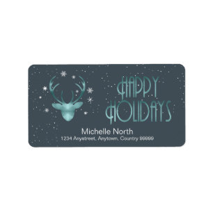 Etiqueta Deer Antlers Silhouette & Snowflakes ID861