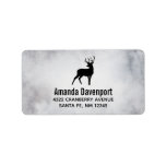 Etiqueta Deer with Antlers Black Silhouette<br><div class="desc">Address labels with an image featuring a black silhouette reindeer with big antlers. Gray watercolor background.</div>