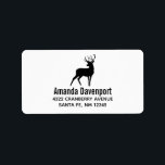 Etiqueta Deer with Antlers Black Silhouette Rustic<br><div class="desc">Address labels with an image featuring a black silhouette reindeer with big antlers.</div>