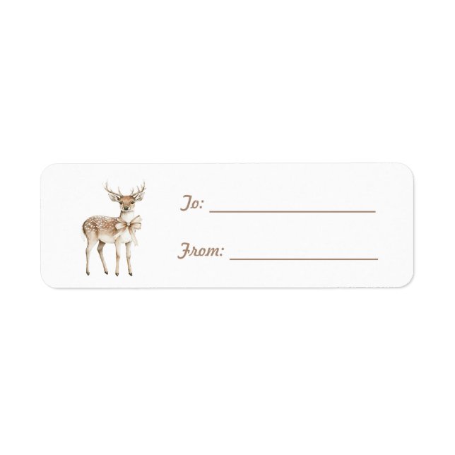 Etiqueta Deer with Bow Christmas  (Frente)