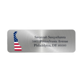 Etiqueta Delaware Silver American Flag Patriotic