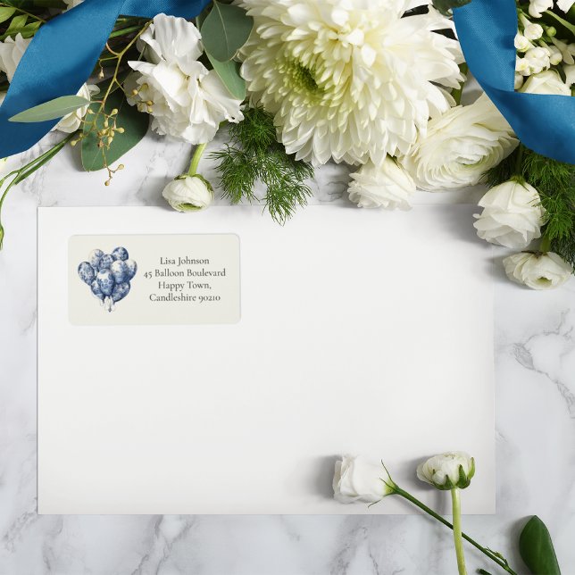 Etiqueta Delft Blue Balloons personalizáveis (Criador carregado)