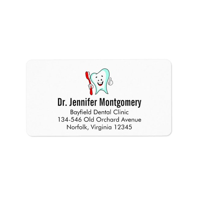 Etiqueta Dente feliz com cuidado dentário com escova de den (Frente)