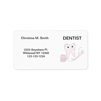 Etiqueta Dentista Dente Rosa