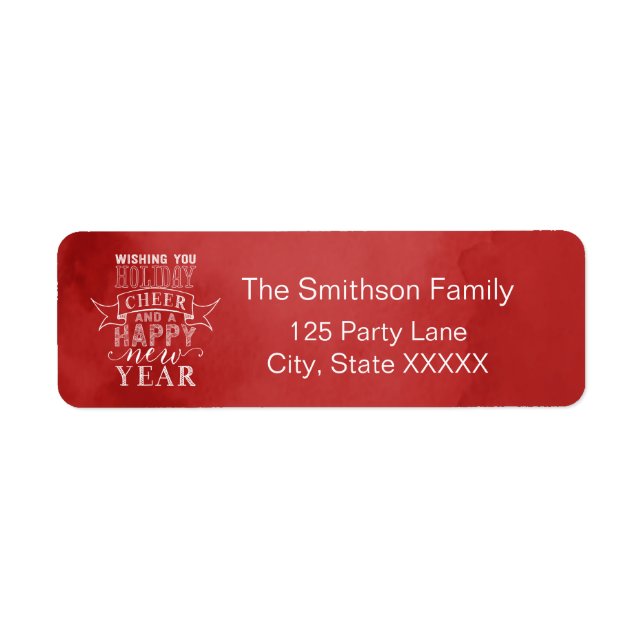 Etiqueta Desejando Seu Feliz Natal | Endereço Red Watercolo (Frente)