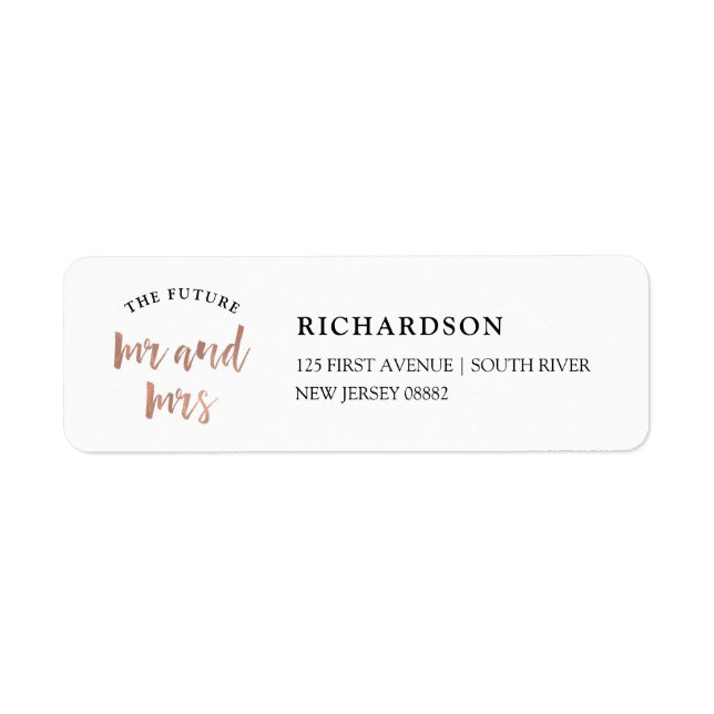 Etiqueta Desejo Moderno | Faux Rosa Dourado Future Sr. e Sr (Frente)