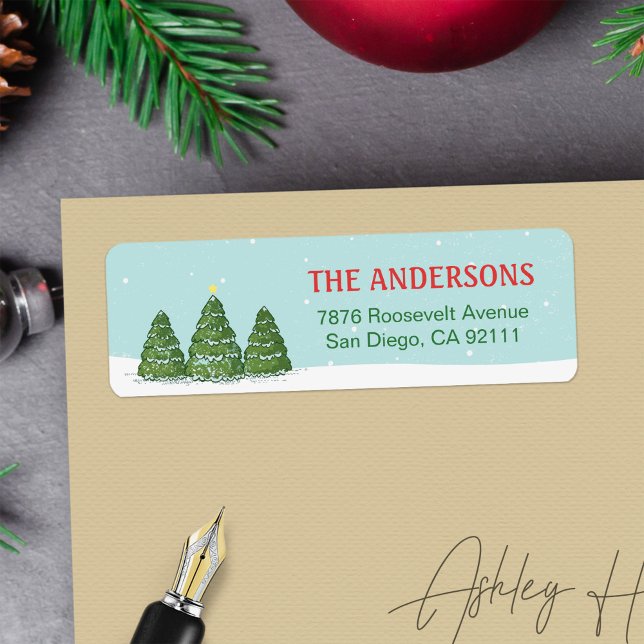 Etiqueta Desejos De Inverno Férias Elegantes e Chiques (Criador carregado)