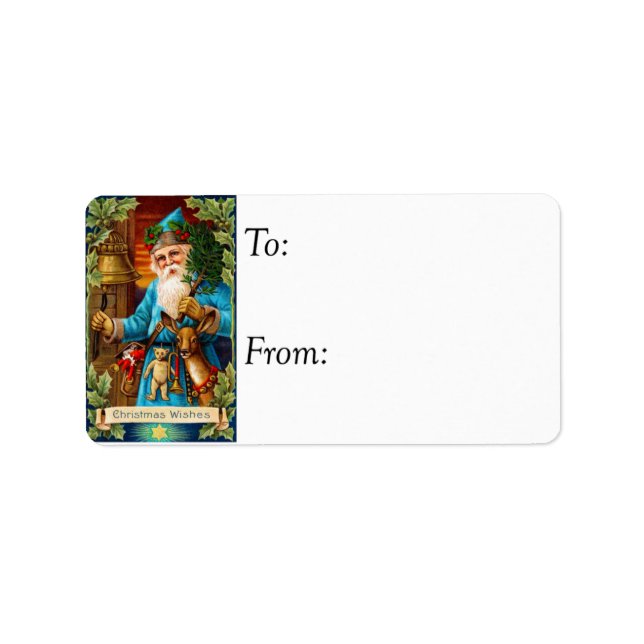 Etiqueta Desejos de Natal de Papais noeis de vinheta (Frente)