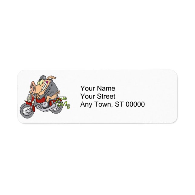 Etiqueta desenho animado de motocicleta de porco (Frente)