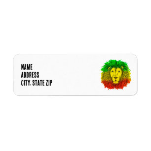 Etiqueta Desenho da cabeça de leão Rasta vermelho amarelo v