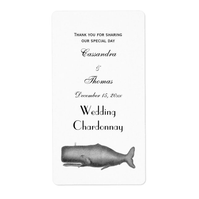 Etiqueta Desenho de baleia do século XIX (Frente)