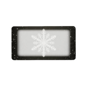 Etiqueta Desenho de giz branco do floco de neve do inverno