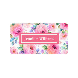 Etiqueta Desenho de Nome Personalizado Boho Floral do Nasce
